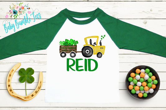 St Patricks Day Tractor Shirt - Boys St Patricks Shirt - Personalized Name - Kids St Patricks Day Shirt - St Patricks Toddler Shirt