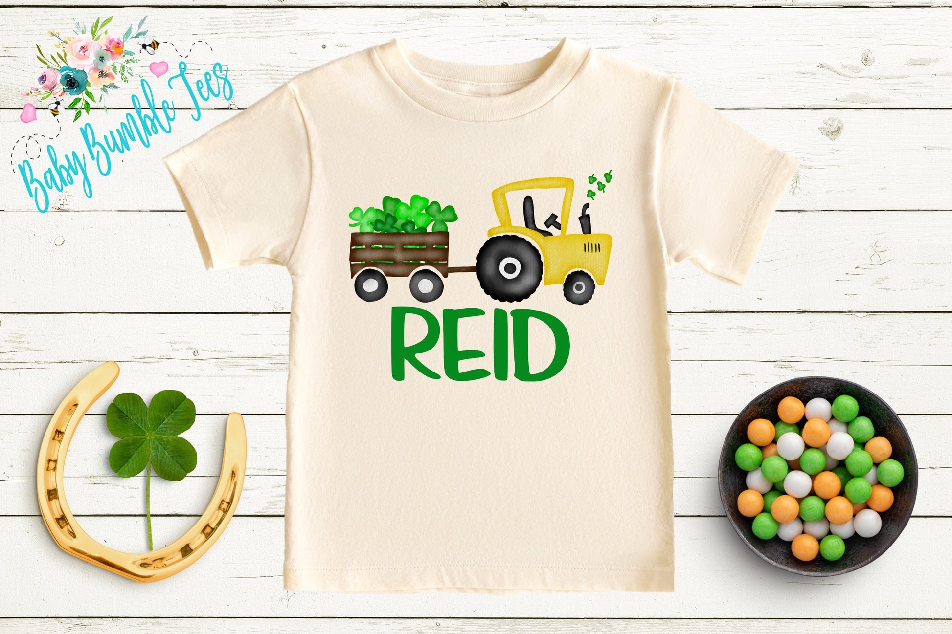 St Patricks Day Tractor Shirt - Boys St Patricks Shirt - Personalized Name - Kids St Patricks Day Shirt - St Patricks Toddler Shirt