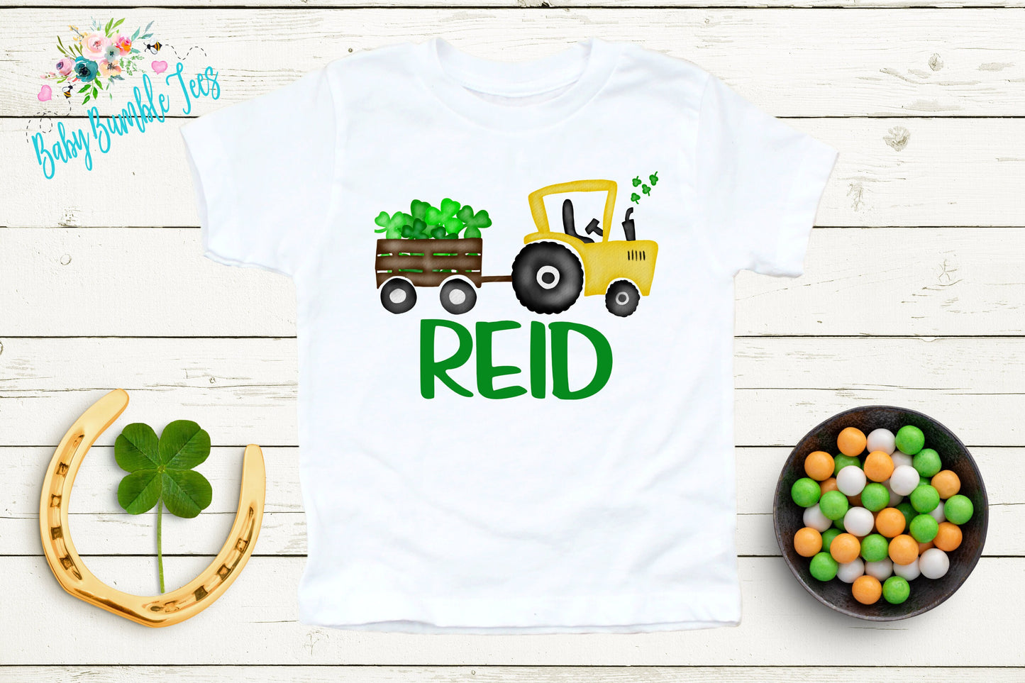 St Patricks Day Tractor Shirt - Boys St Patricks Shirt - Personalized Name - Kids St Patricks Day Shirt - St Patricks Toddler Shirt