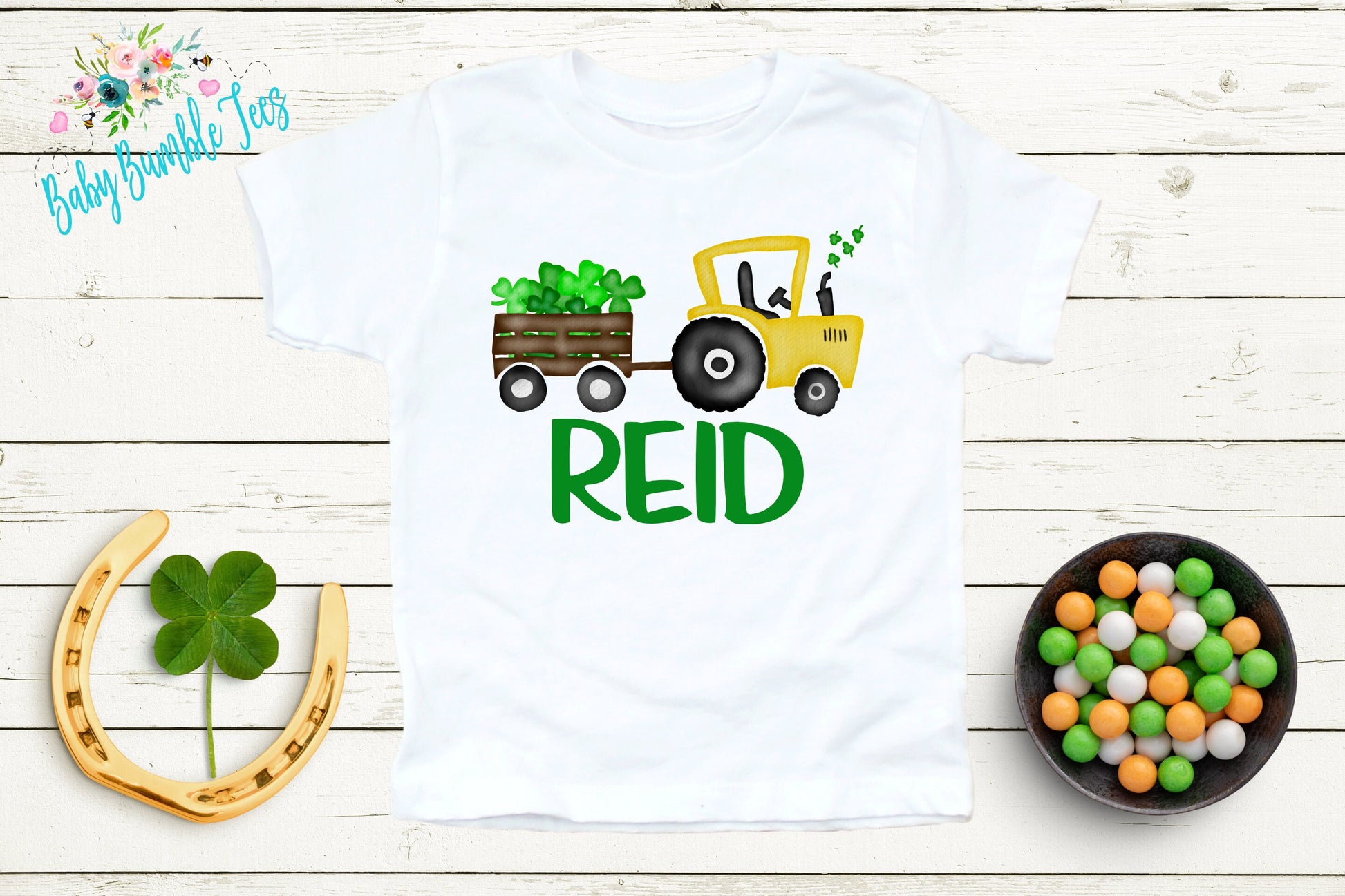 St Patricks Day Tractor Shirt - Boys St Patricks Shirt - Personalized Name - Kids St Patricks Day Shirt - St Patricks Toddler Shirt