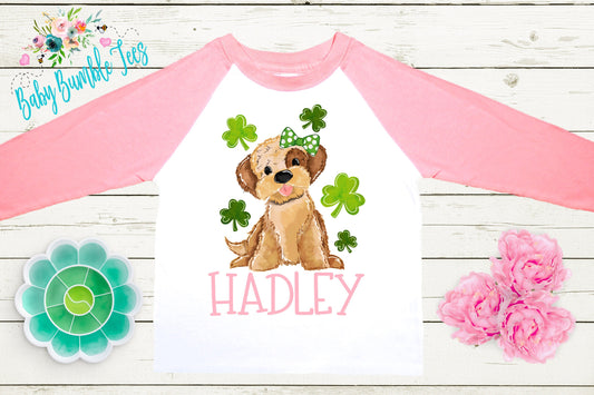 St Patricks Day Kids Shirt - Personalized Name - Girls St Patricks Day Shirt - St Paddy's Day - Toddler Shirt - kids shirt - Puppy Dog