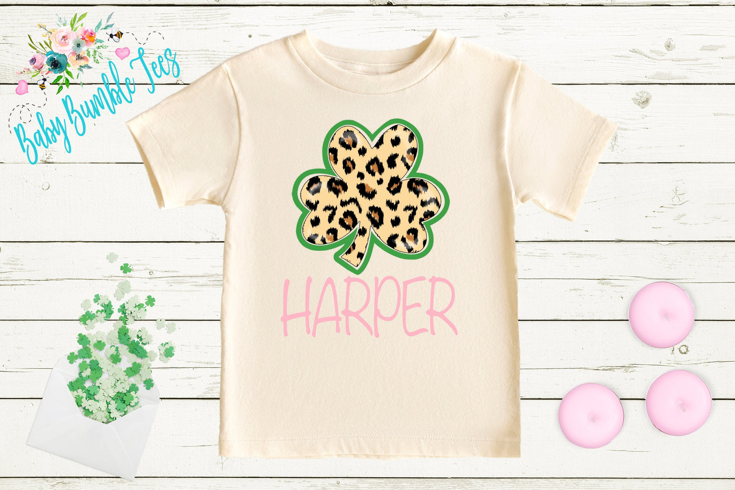 Cheetah Four Leaf Clover Shirt - Personalized Name - St Patricks Day - Girl Shirt - St Paddys Day - Toddler Shirt - kids shirt