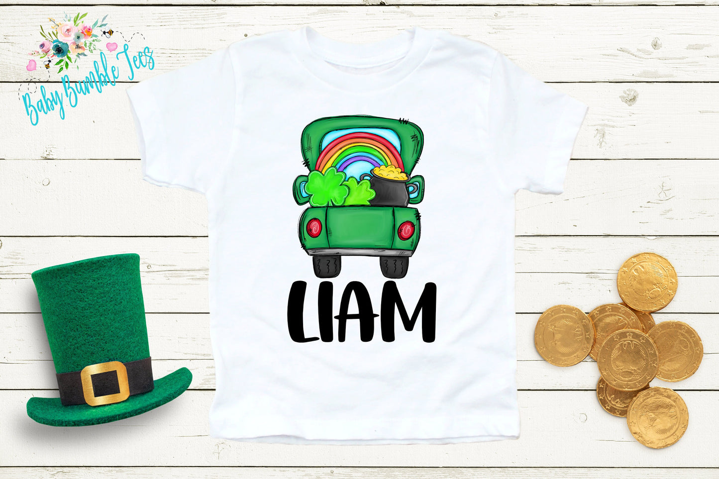 St Patricks Day Truck Shirt - Personalized Name - St Patricks Day - Boy Shirt - Clover - St Paddys Day - Toddler Shirt - kids shirt
