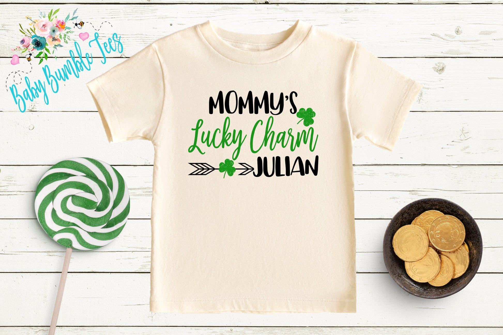 Mommy's Lucky Charm Shirt - Personalized Name - St Patricks Day - Boy Shirt - Mommy - St Paddys Day - Toddler Shirt - kids shirt