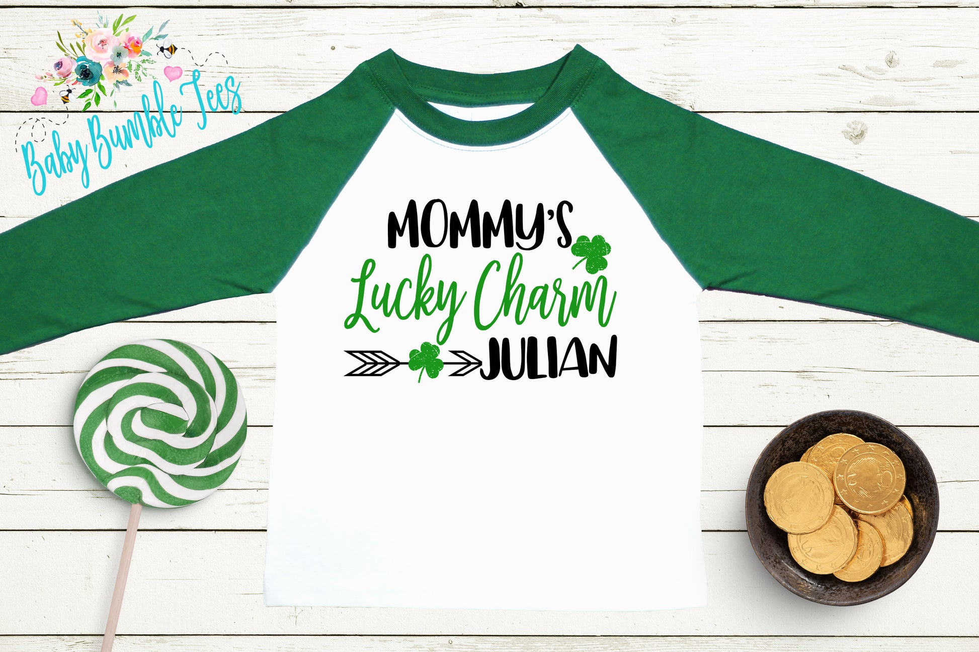 Mommy's Lucky Charm Shirt - Personalized Name - St Patricks Day - Boy Shirt - Mommy - St Paddys Day - Toddler Shirt - kids shirt