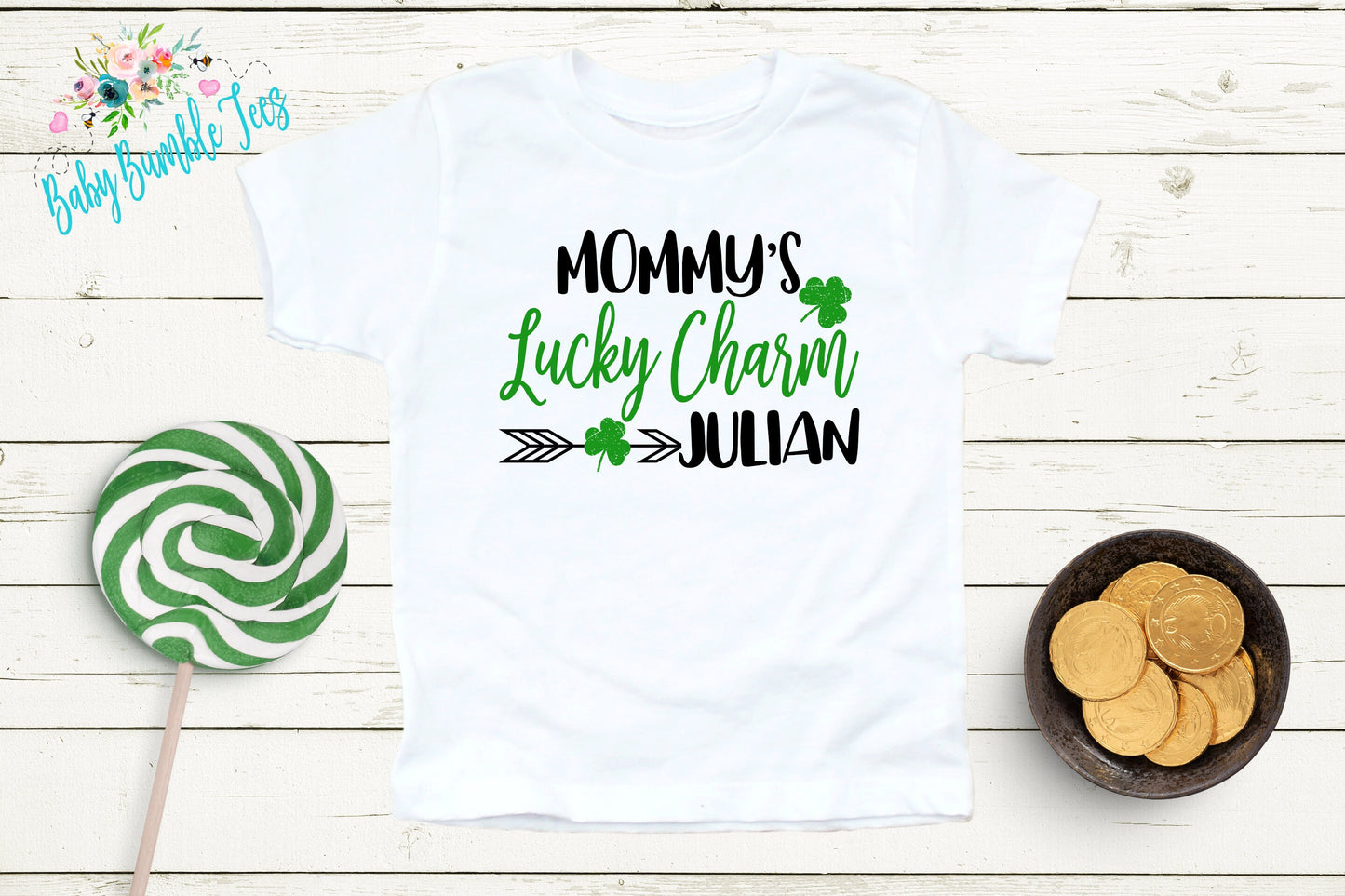 Mommy's Lucky Charm Shirt - Personalized Name - St Patricks Day - Boy Shirt - Mommy - St Paddys Day - Toddler Shirt - kids shirt