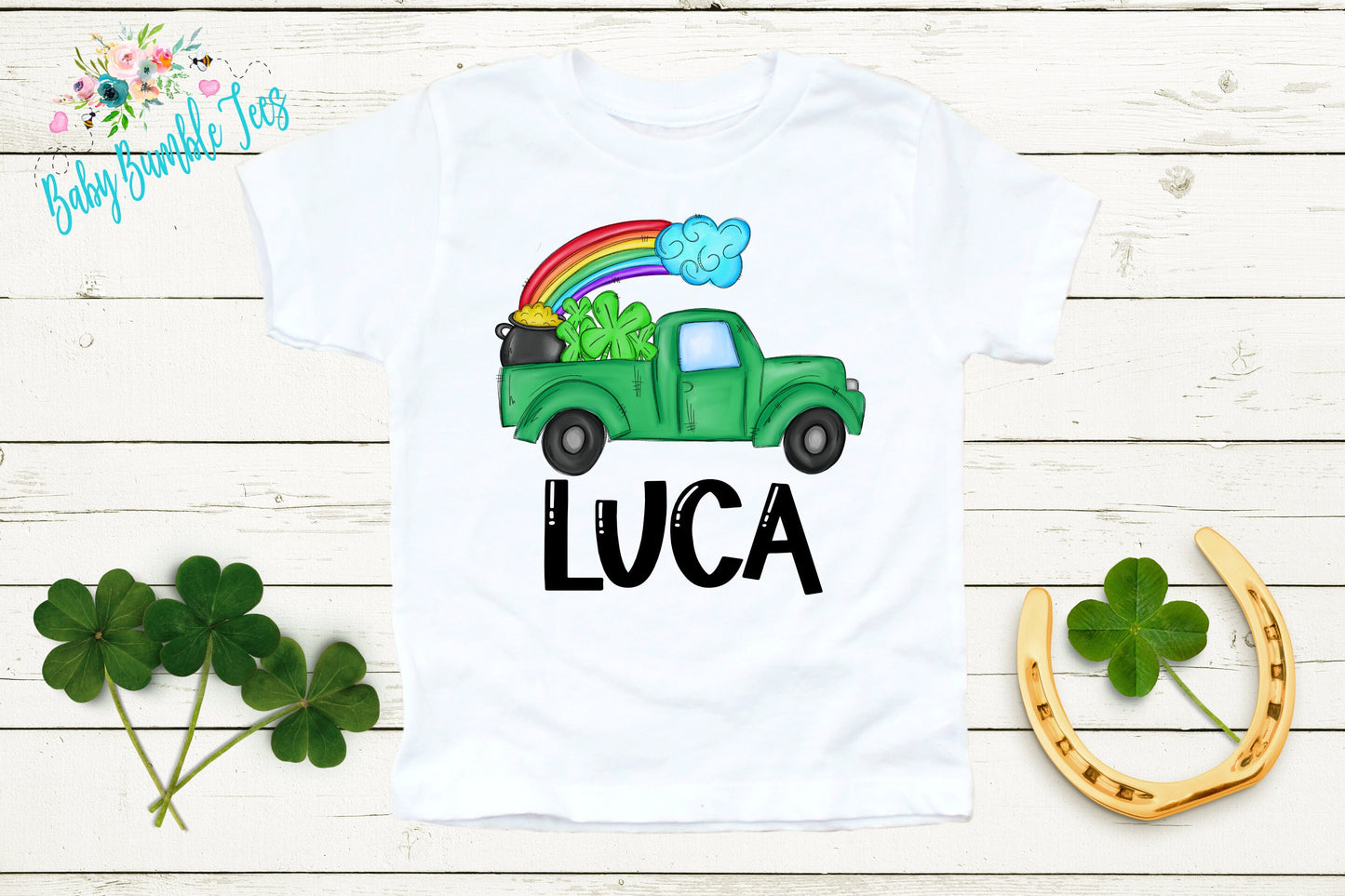 St Patricks Day Truck Shirt - Personalized Name - St Patricks Day - Boy Shirt - Clover - St Paddys Day - Toddler Shirt - kids shirt