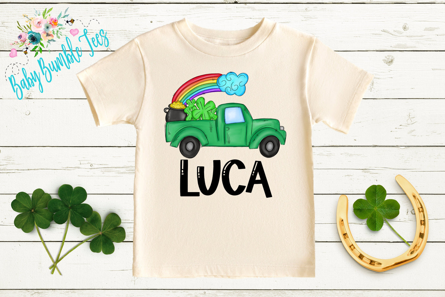 St Patricks Day Truck Shirt - Personalized Name - St Patricks Day - Boy Shirt - Clover - St Paddys Day - Toddler Shirt - kids shirt