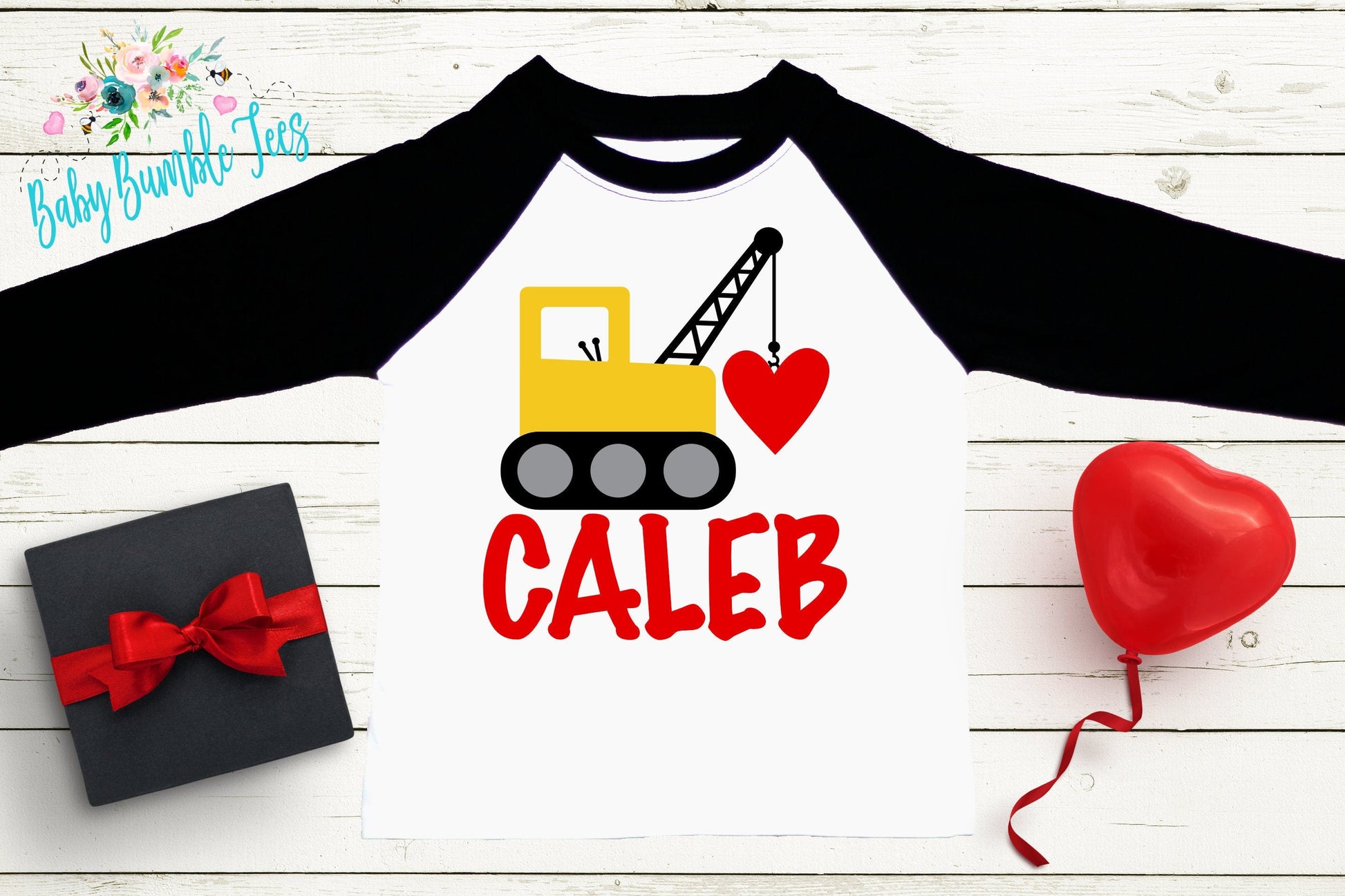 Valentines Shirt // Personalized Name // Valentine Construction // Truck // My First Valentines Day // Toddler Shirt // kids shirt // Digger