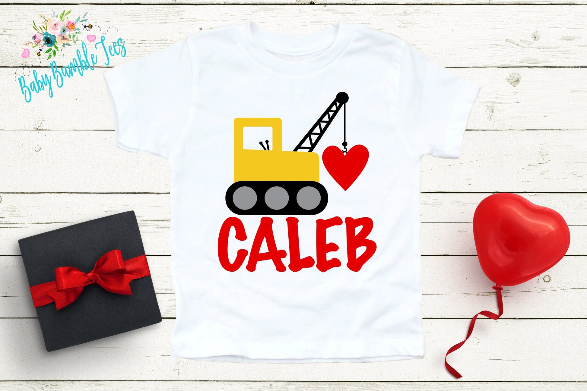 Valentines Shirt // Personalized Name // Valentine Construction // Truck // My First Valentines Day // Toddler Shirt // kids shirt // Digger
