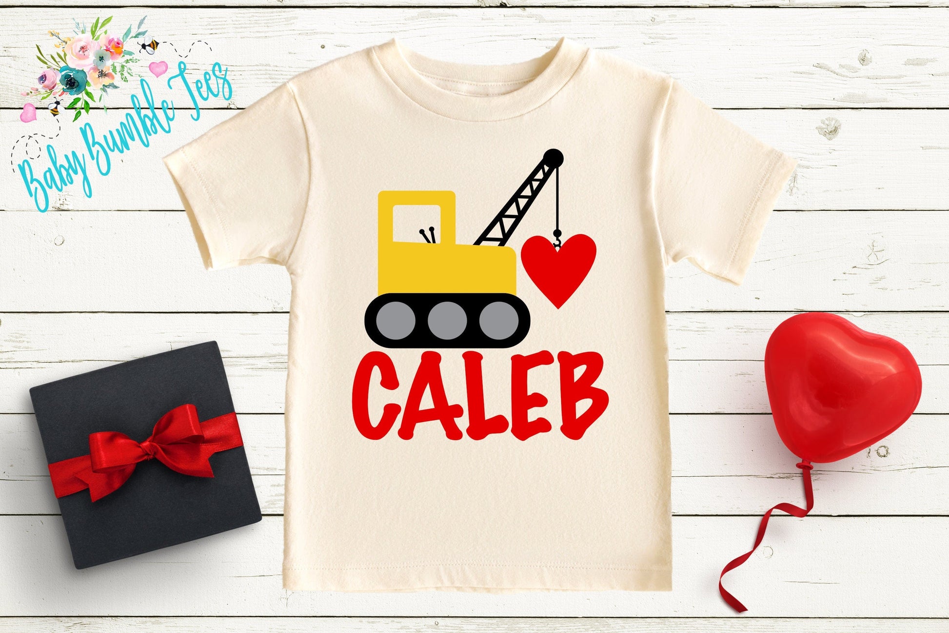 Valentines Shirt // Personalized Name // Valentine Construction // Truck // My First Valentines Day // Toddler Shirt // kids shirt // Digger