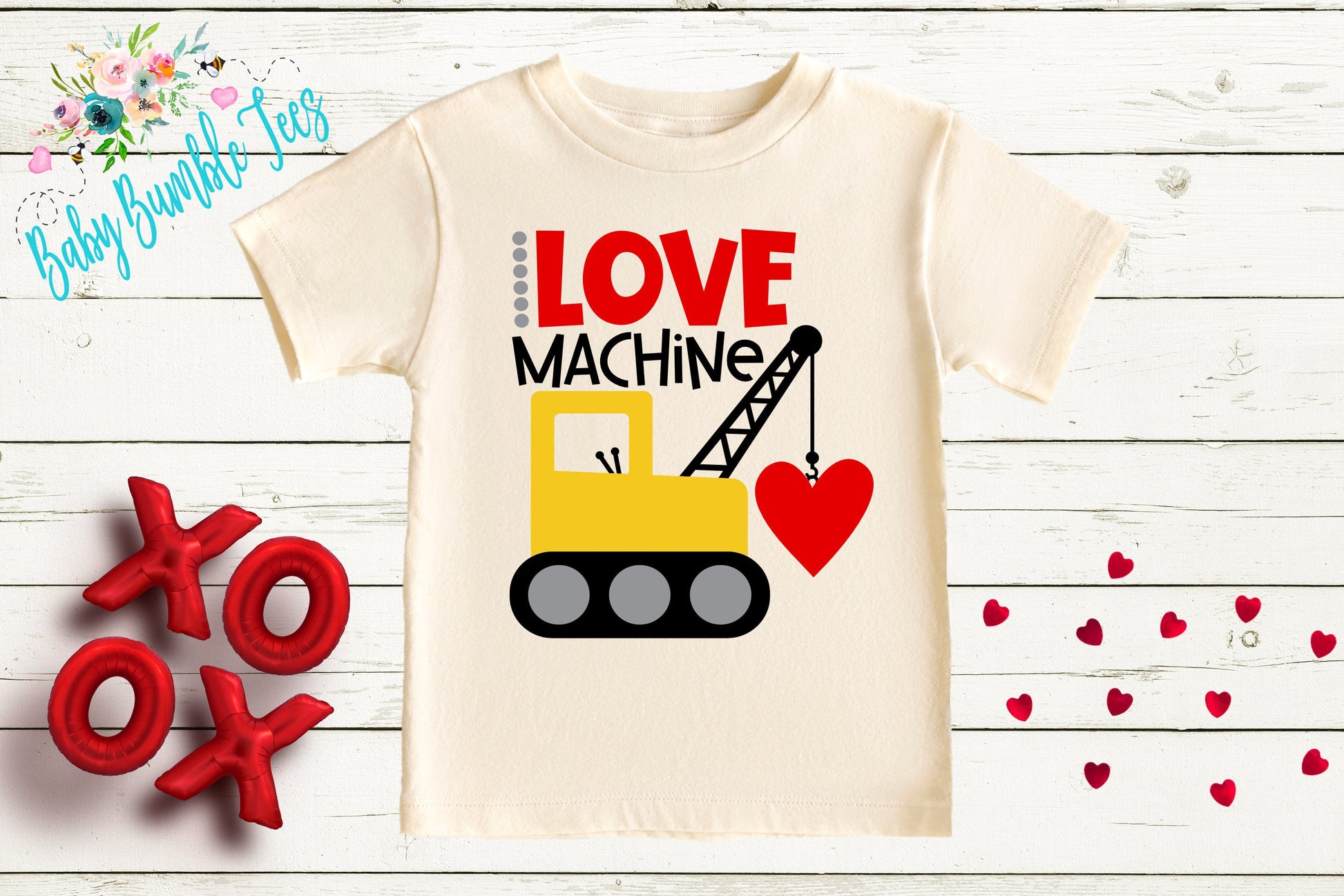 Love Machine Shirt // Valentine // Boy Shirt // Truck // My First Valentines Day // Toddler Shirt // kids shirt // Construction // Digger