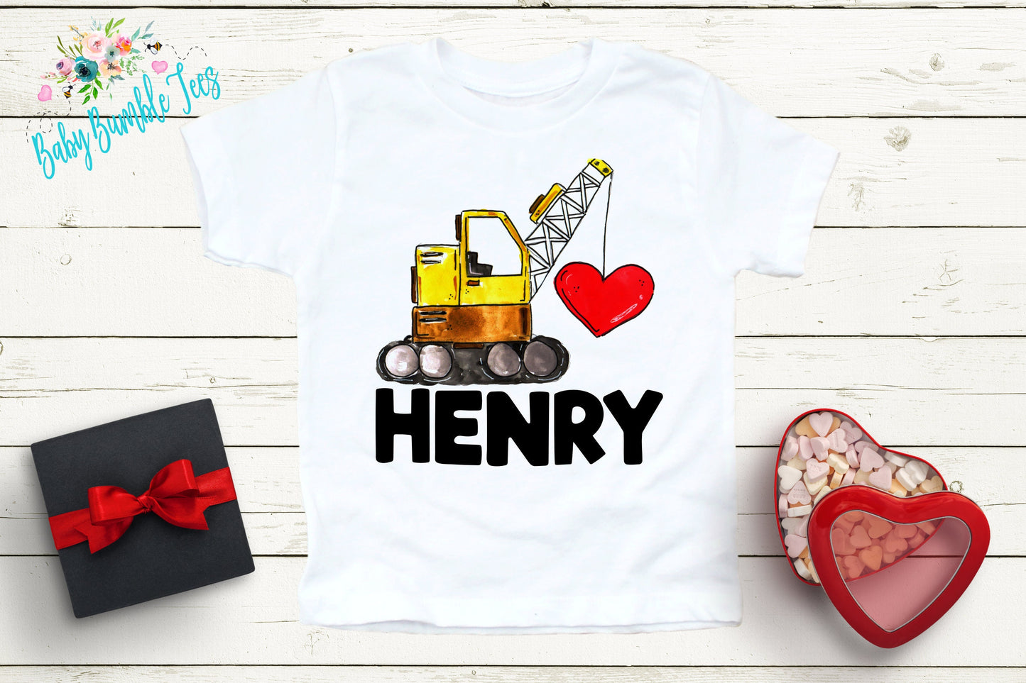 Valentines Shirt // Personalized Name // Valentine Construction // Truck // My First Valentines Day // Toddler Shirt // kids shirt // Digger