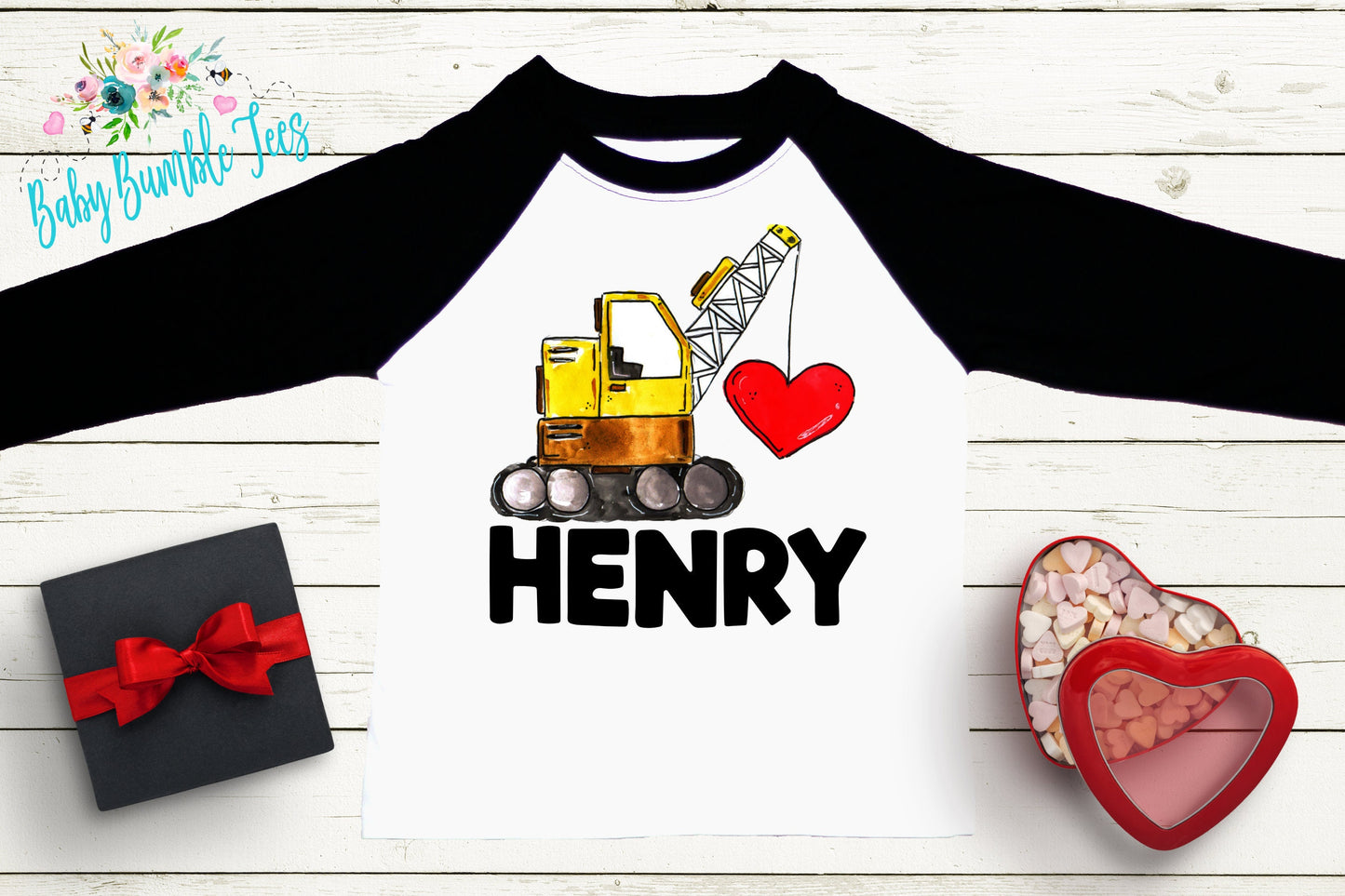 Valentines Shirt // Personalized Name // Valentine Construction // Truck // My First Valentines Day // Toddler Shirt // kids shirt // Digger