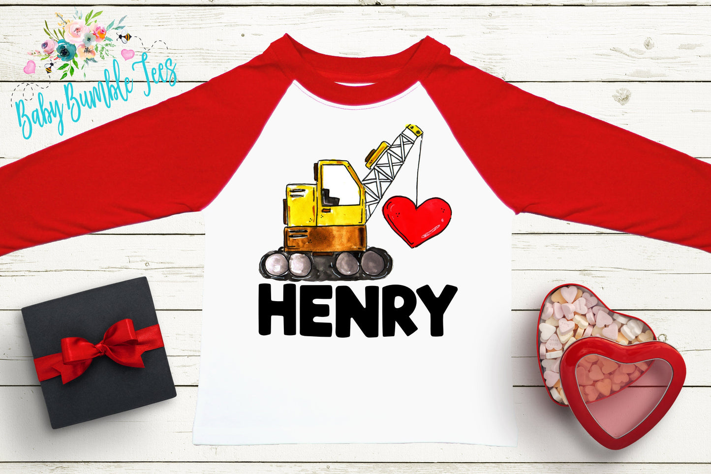 Valentines Shirt // Personalized Name // Valentine Construction // Truck // My First Valentines Day // Toddler Shirt // kids shirt // Digger