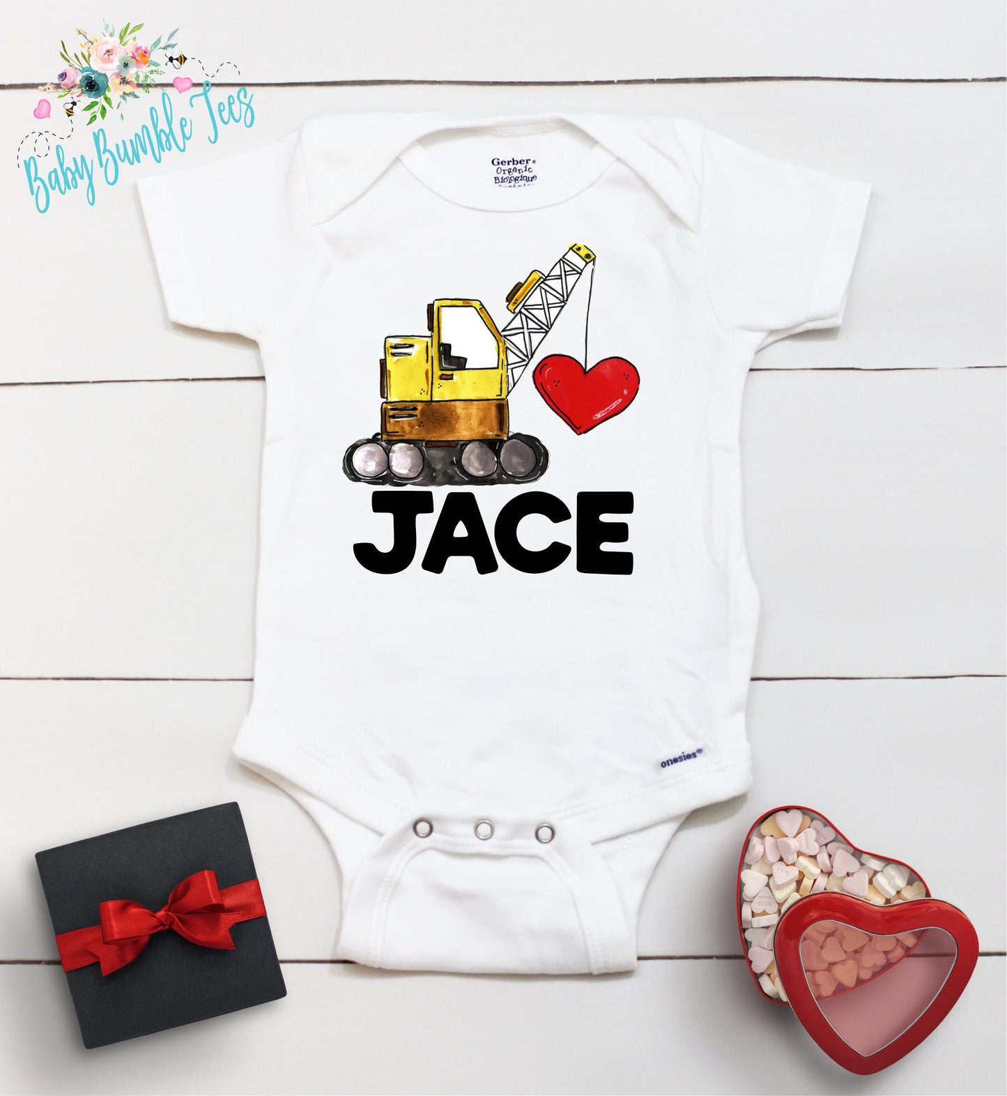 Valentine // Personalized Name Valentine // Boy // Truck // My First Valentines Day // Toddler Shirt // Construction // Digger
