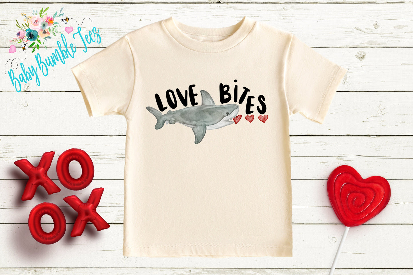 Love Bites Valentine's Day Shirt // Boys Valentine's Day Shirt Boy Shirt // Kids Valentine's Day Shirt // Toddler Shirt // Shark Shirt