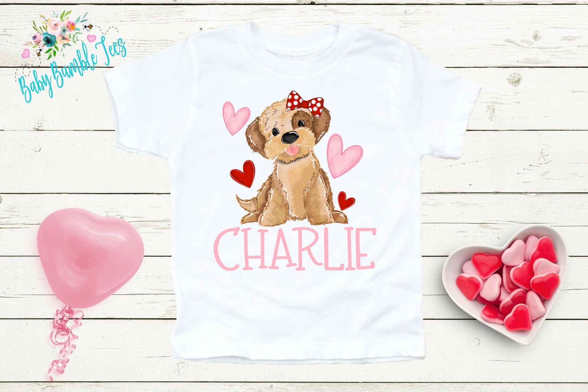 Girls Valentines Day Shirt // Puppy Shirt // Personalized Name // Dog Valentine // My First Valentines Day // Toddler Shirt // kids shirt