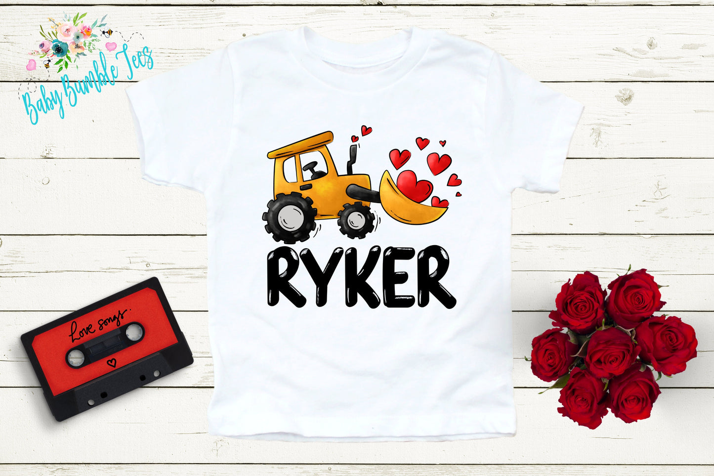 Valentines Shirt // Personalized Name // Valentine Construction // Truck // My First Valentines Day // Toddler Shirt // kids shirt // Digger