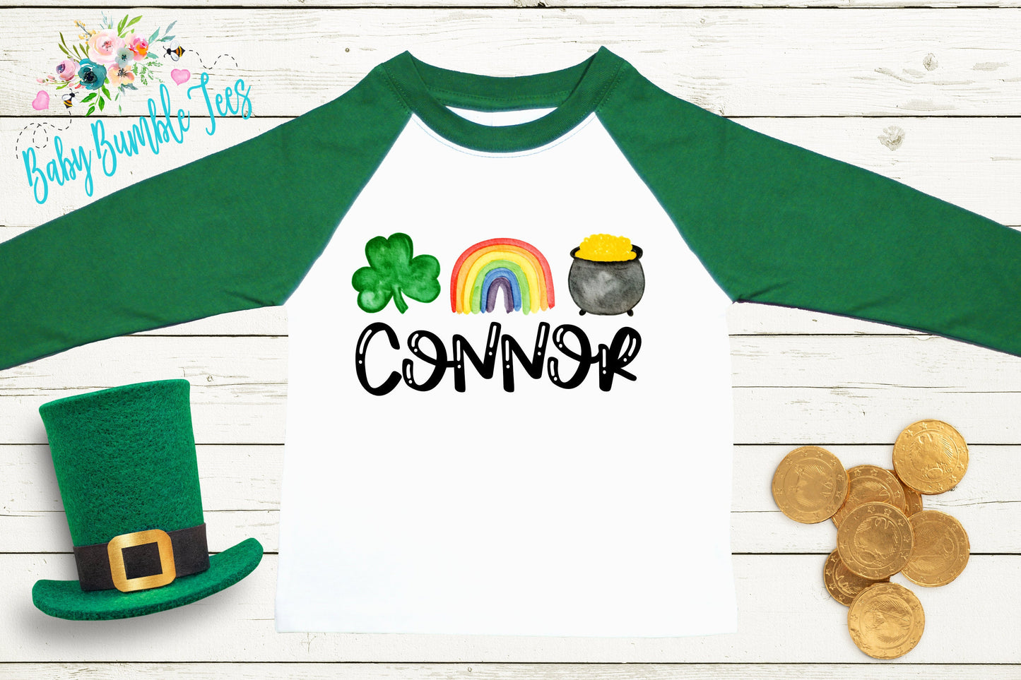 St Patricks Day Shirt - Personalized Name - St Patricks Day - Boy Shirt - Clover - St Paddys Day - Toddler Shirt - kids shirt - Gold