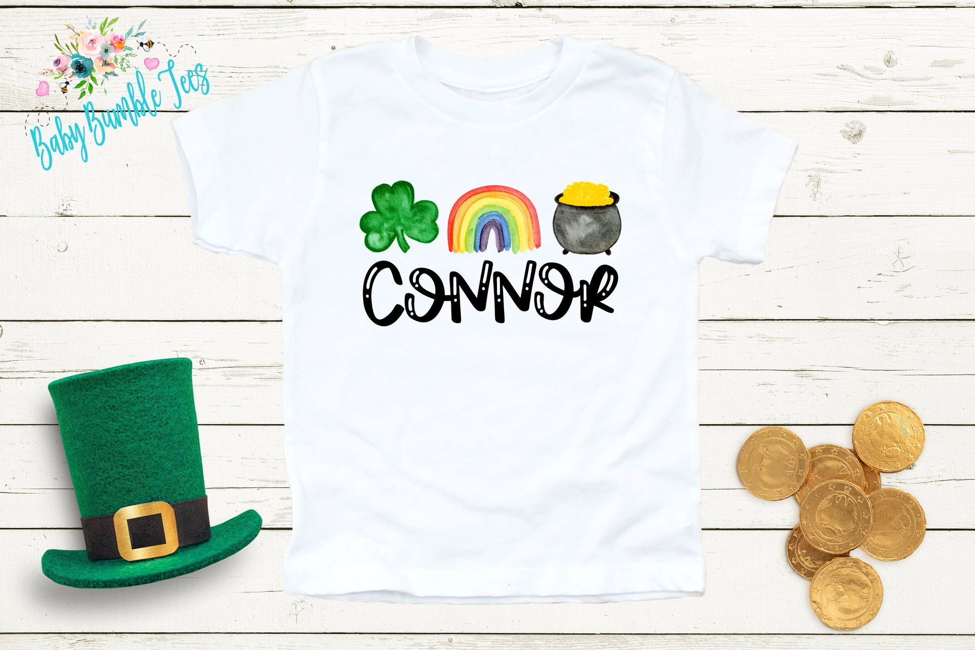 St Patricks Day Shirt - Personalized Name - St Patricks Day - Boy Shirt - Clover - St Paddys Day - Toddler Shirt - kids shirt - Gold