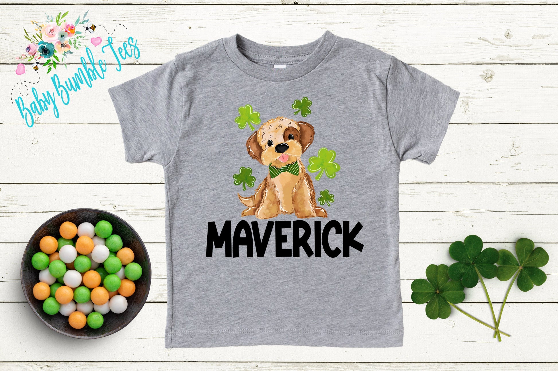 St Patricks Day Dog Shirt - Boys St Patricks Day Shirt - St Paddy's Day - Toddler Shirt - Kids St Patricks Shirt - Puppy Dog Name Shirt