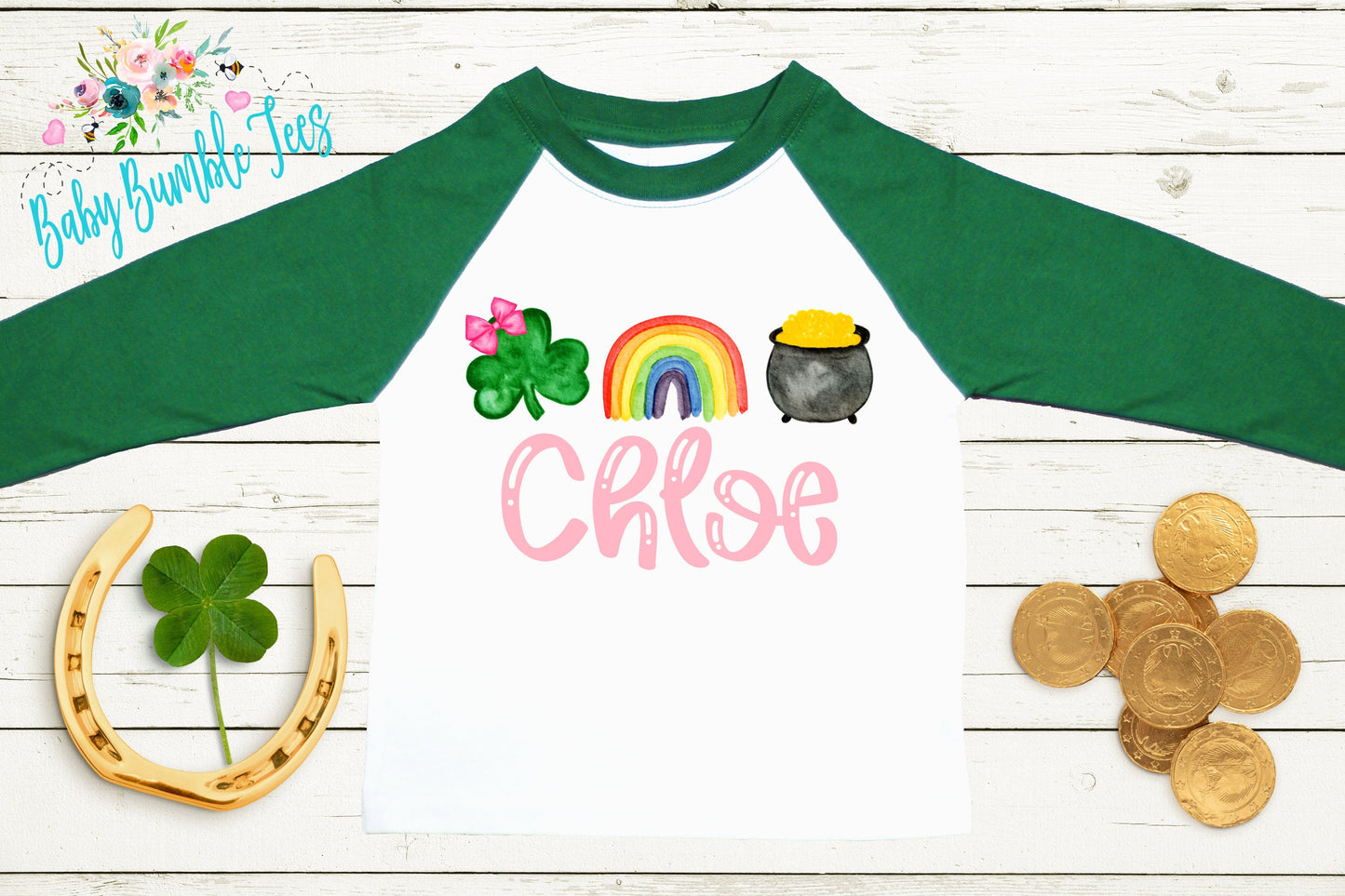 Girls St Patricks Day Shirt - St Patricks Day Kids Shirt - St Patricks Day Personalized Name - St Paddys Day - Toddler Shirt - Clover