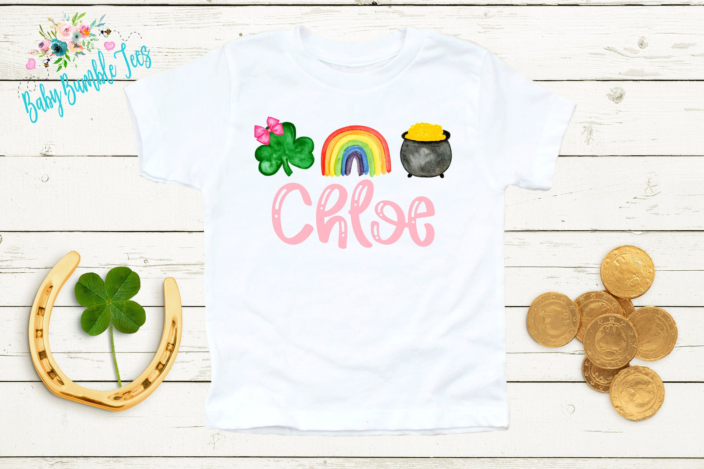 Girls St Patricks Day Shirt - St Patricks Day Kids Shirt - St Patricks Day Personalized Name - St Paddys Day - Toddler Shirt - Clover