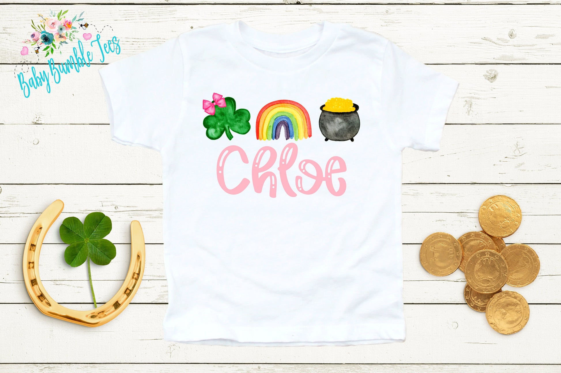 Girls St Patricks Day Shirt - St Patricks Day Kids Shirt - St Patricks Day Personalized Name - St Paddys Day - Toddler Shirt - Clover