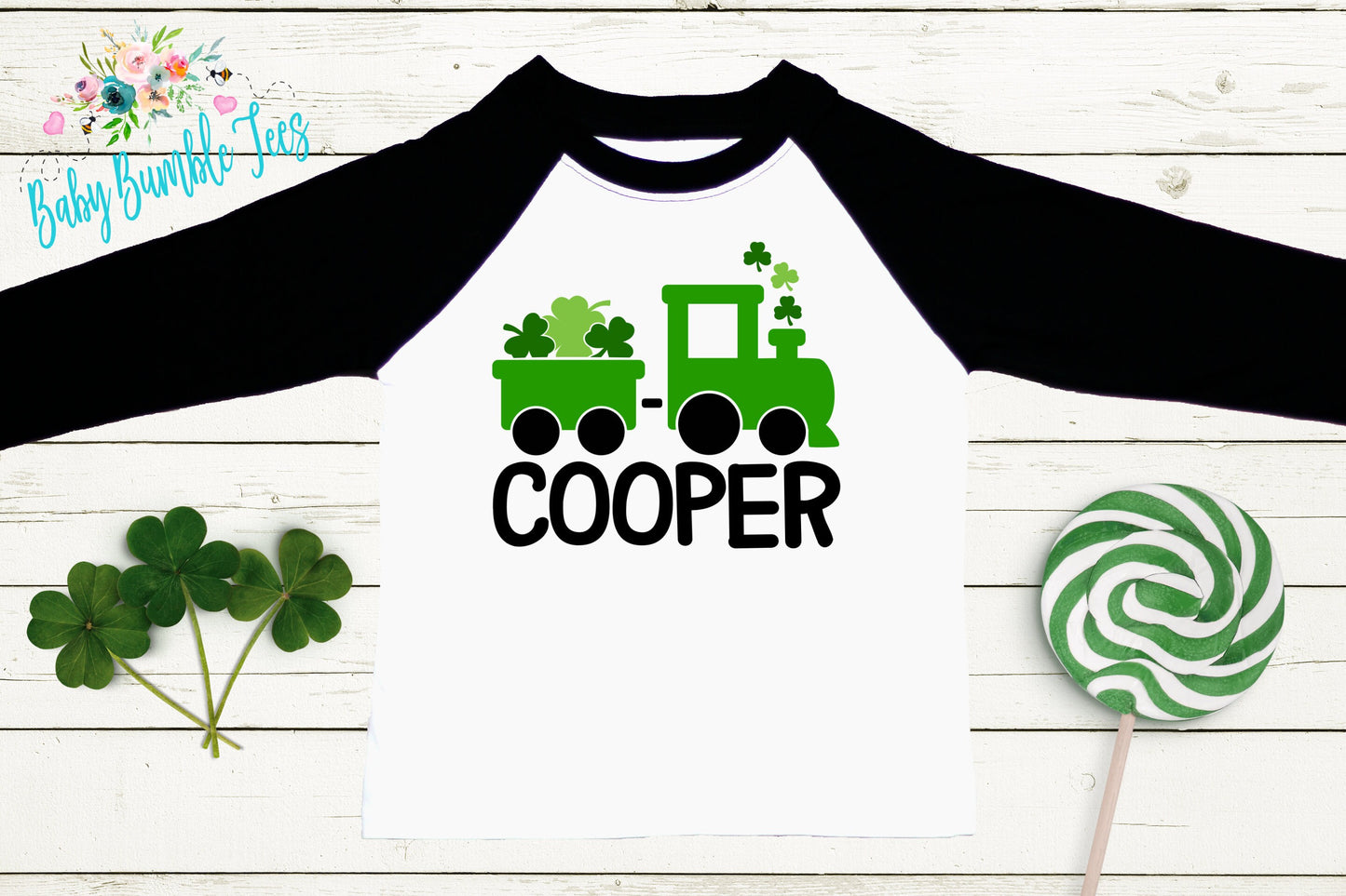 St Patricks Day Train Shirt , Custom Personalized Name, Kids St Patricks Day T Shirt, Boys Shirt, Clover St Paddys Day, Retro Toddler Shirt