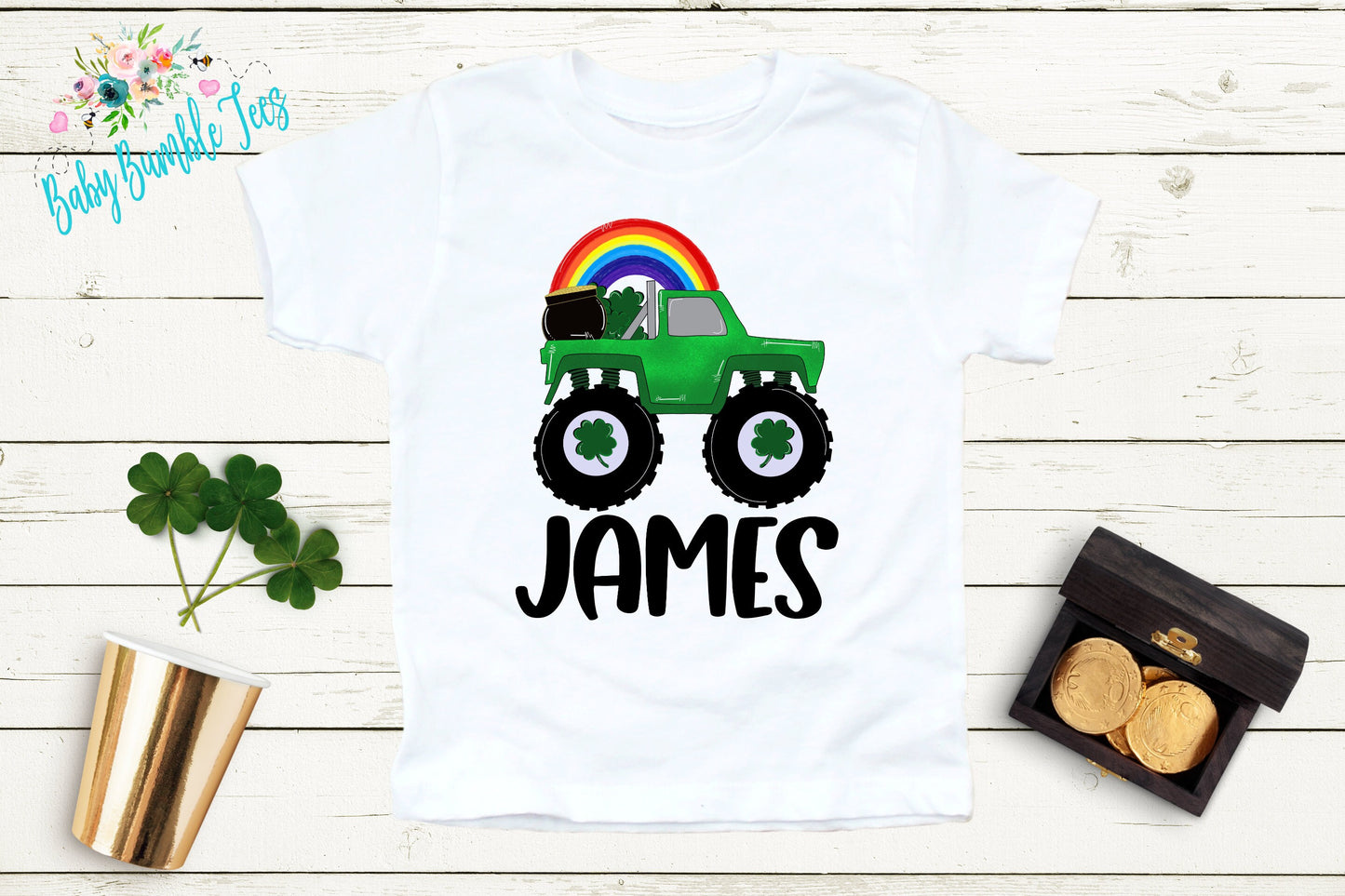 St Patricks Day Monster Truck Shirt - Personalized Name - St Patricks Day - Boy Shirt - St Paddys Day - Toddler Shirt - kids shirt