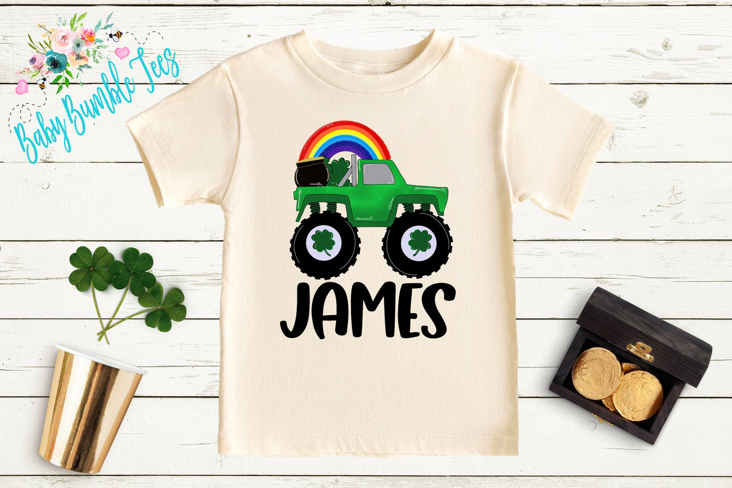 St Patricks Day Monster Truck Shirt - Personalized Name - St Patricks Day - Boy Shirt - St Paddys Day - Toddler Shirt - kids shirt