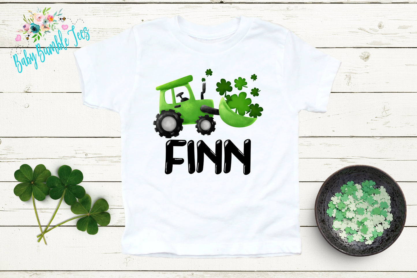St Patricks Day Truck Shirt, Custom Personalized Name, Kids St Patricks Day T Shirt, Boys Toddler Shirt, Clover St Paddy's Day, Construction