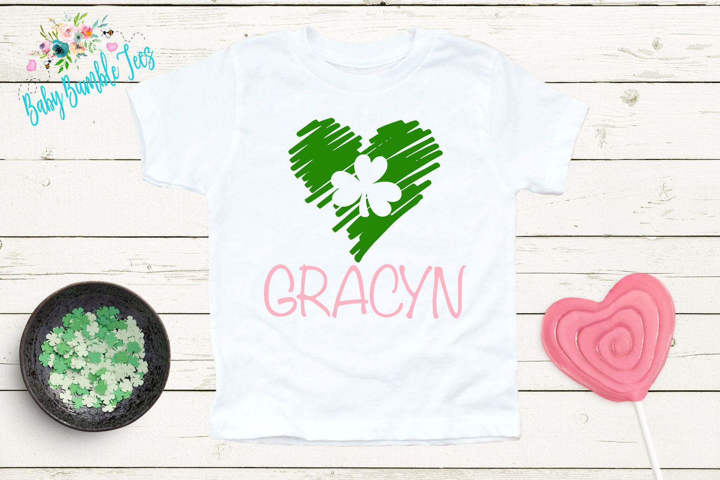 Heart Clover Shirt - Personalized Name - St Patricks Day - Girl Shirt - St Paddys Day - Toddler Shirt - kids shirt - Kids St Patricks