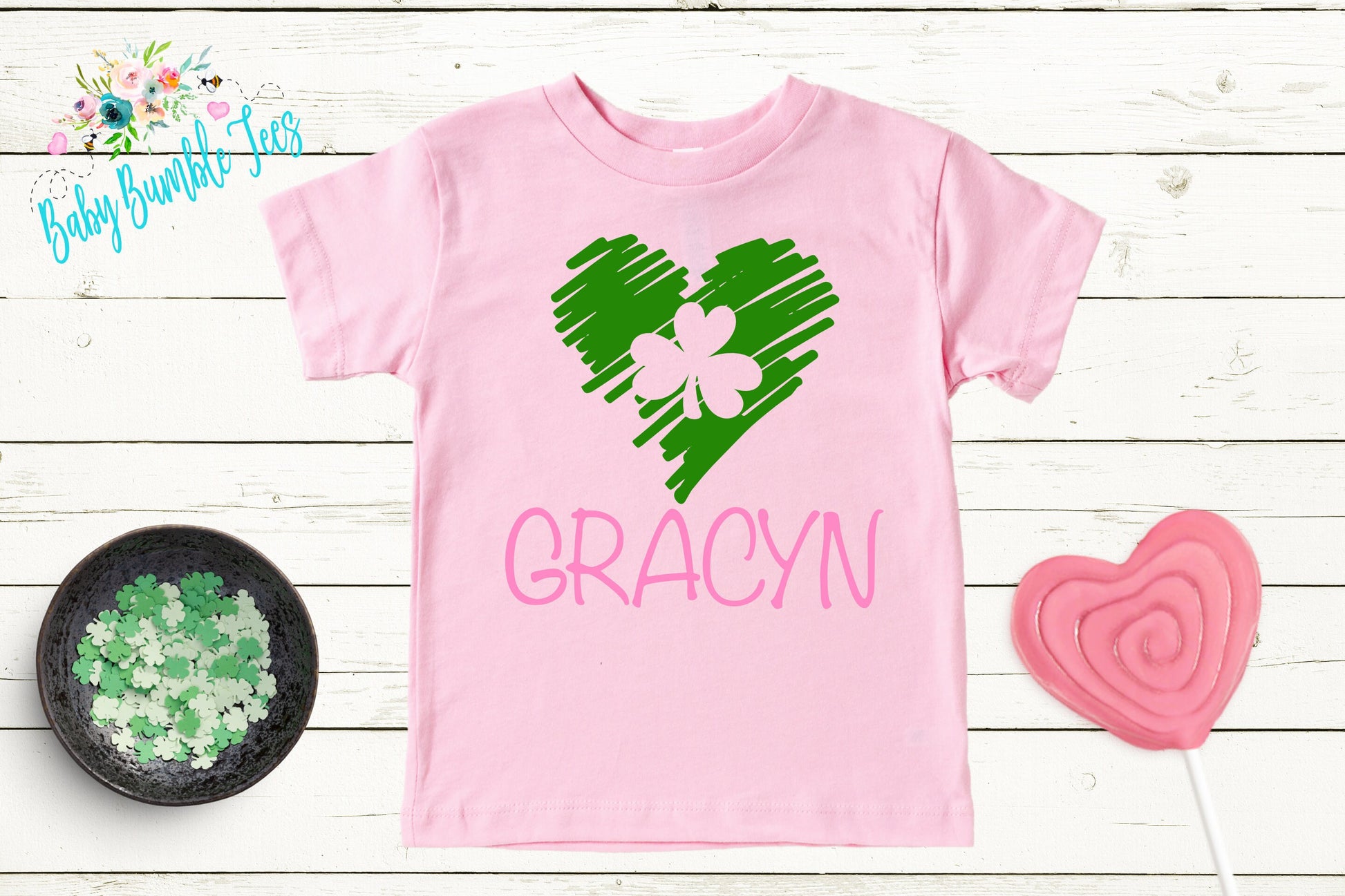 Heart Clover Shirt - Personalized Name - St Patricks Day - Girl Shirt - St Paddys Day - Toddler Shirt - kids shirt - Kids St Patricks