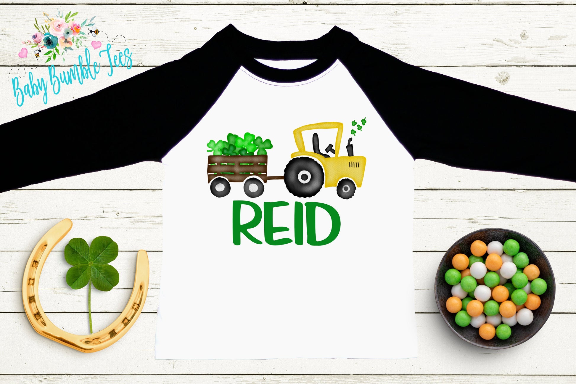 St Patricks Day Tractor Shirt - Boys St Patricks Shirt - Personalized Name - Kids St Patricks Day Shirt - St Patricks Toddler Shirt
