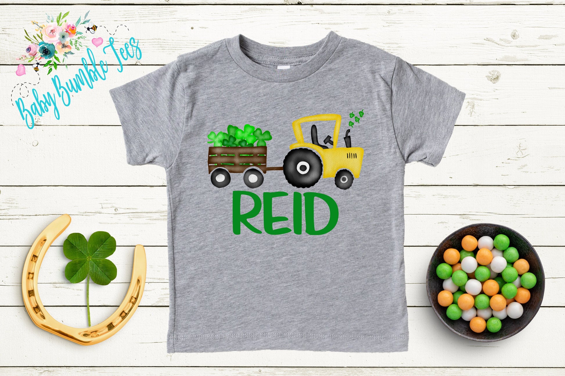 St Patricks Day Tractor Shirt - Boys St Patricks Shirt - Personalized Name - Kids St Patricks Day Shirt - St Patricks Toddler Shirt