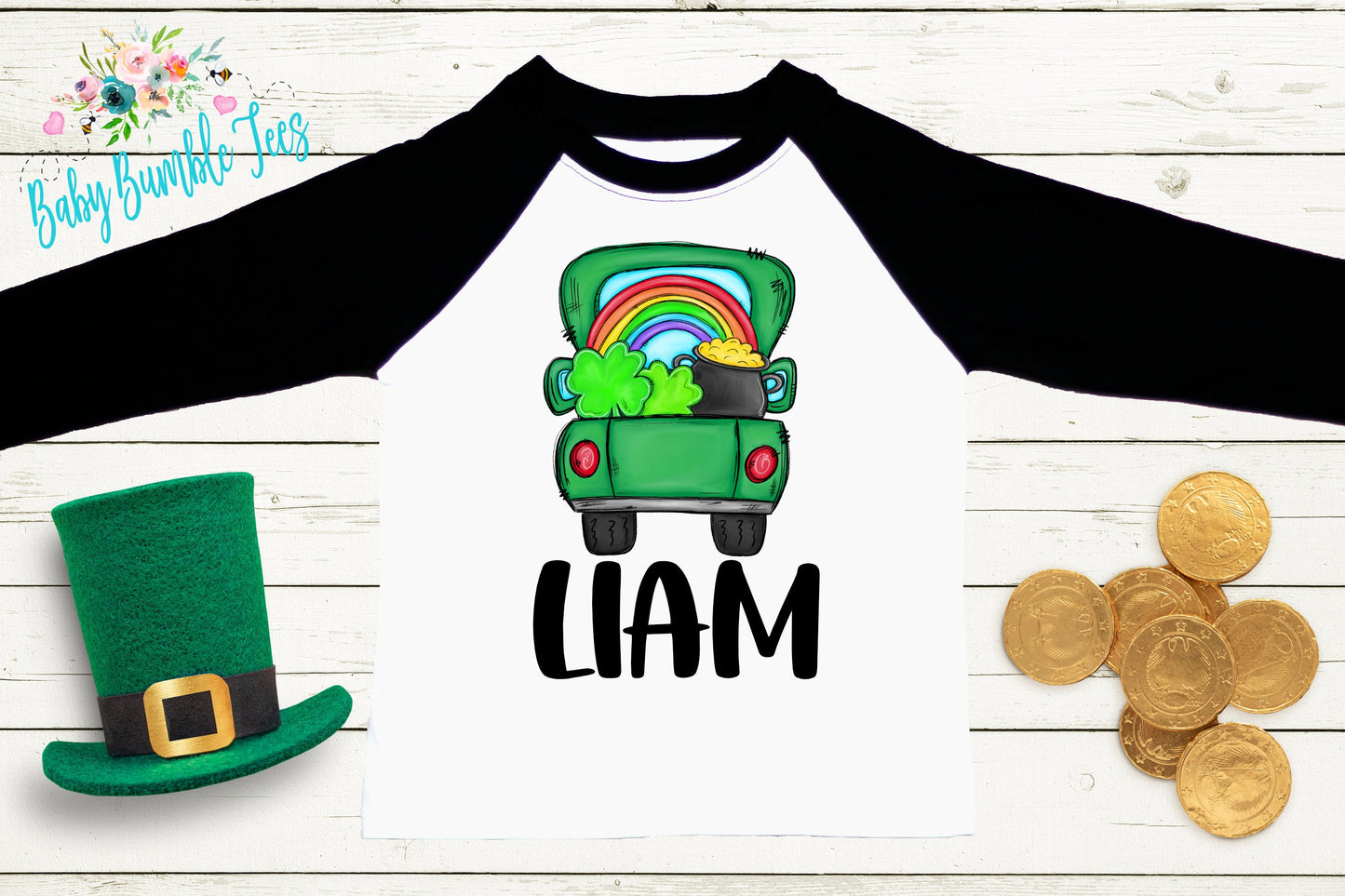 St Patricks Day Truck Shirt - Personalized Name - St Patricks Day - Boy Shirt - Clover - St Paddys Day - Toddler Shirt - kids shirt