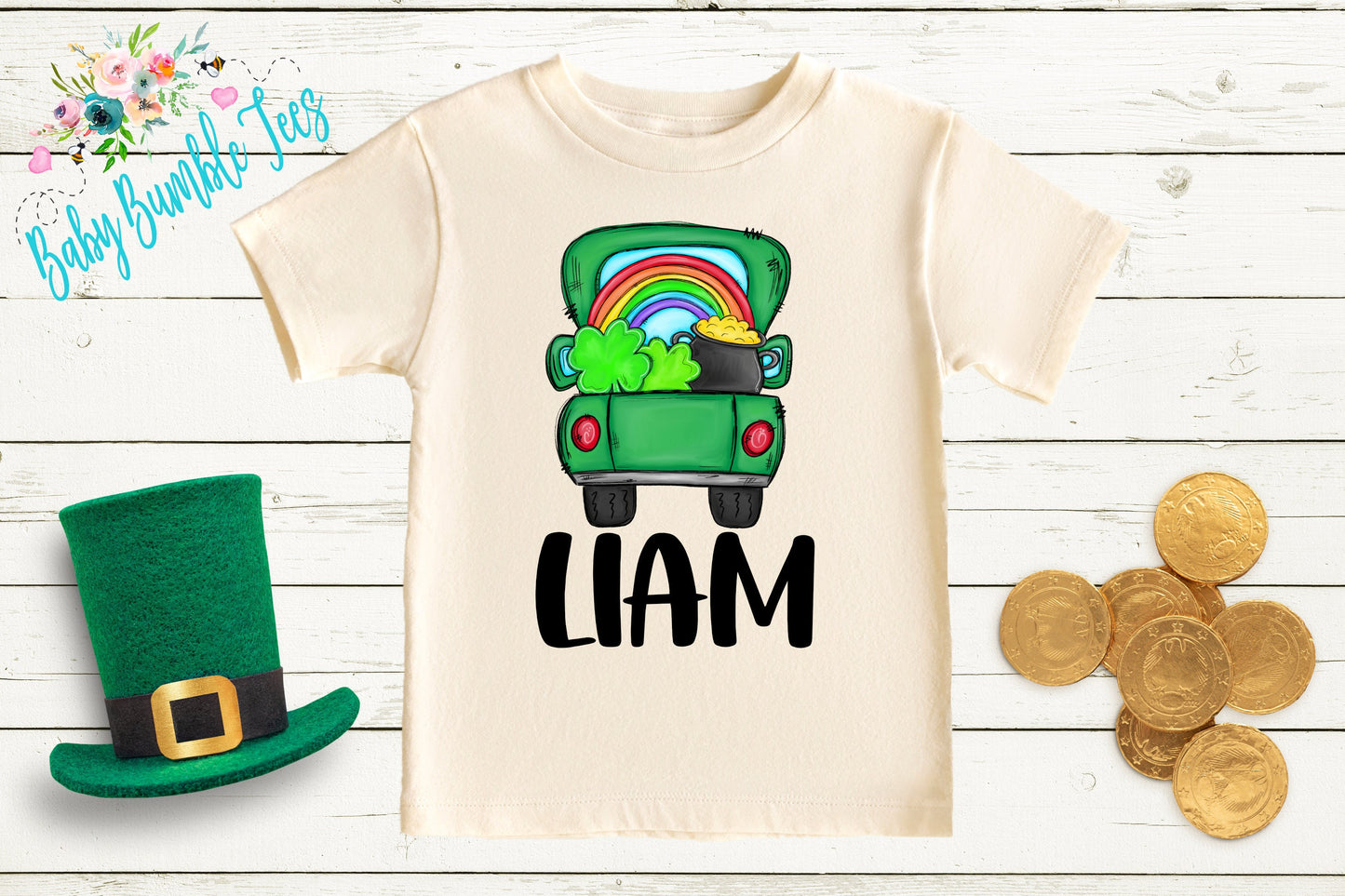 St Patricks Day Truck Shirt - Personalized Name - St Patricks Day - Boy Shirt - Clover - St Paddys Day - Toddler Shirt - kids shirt