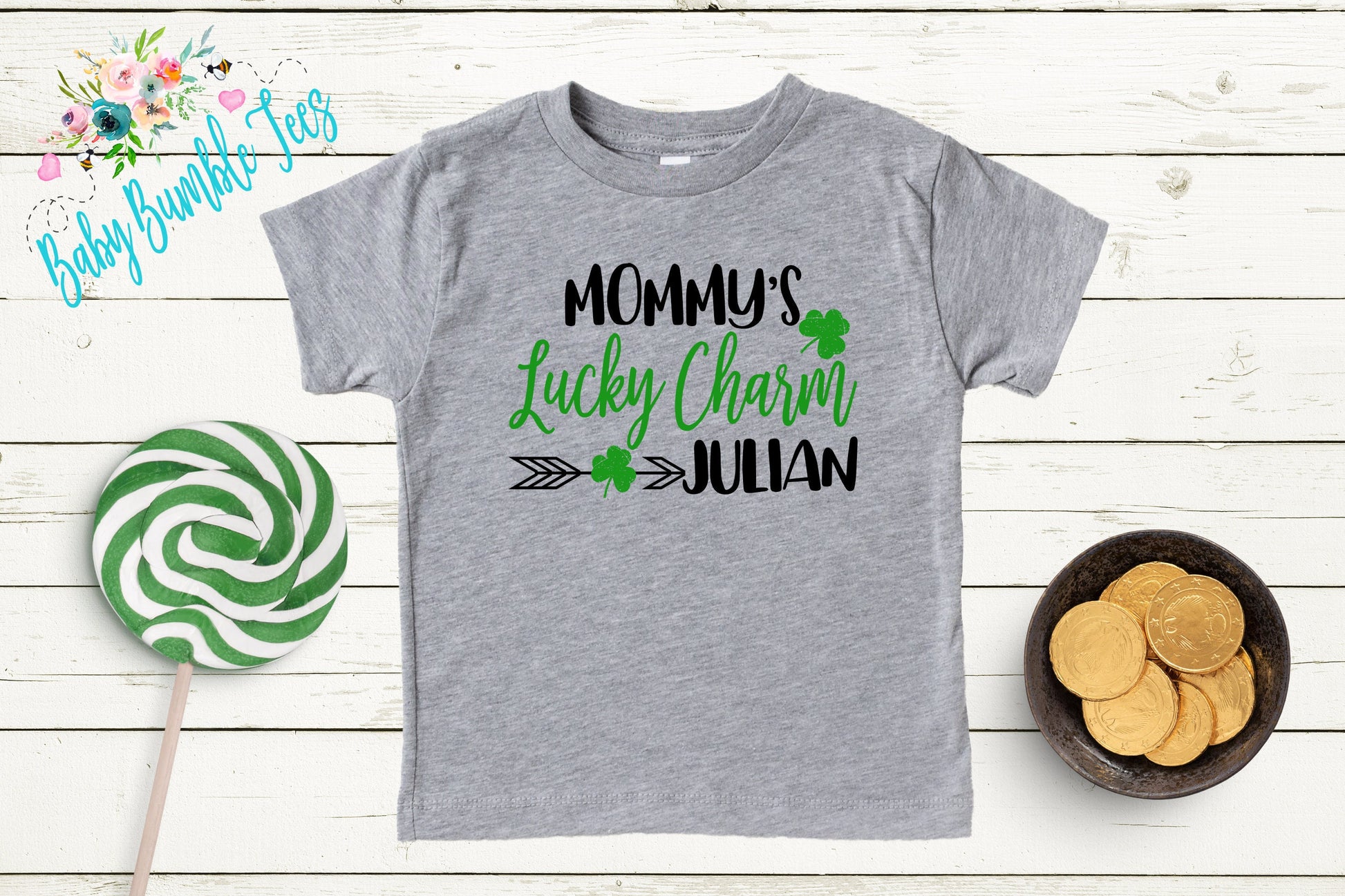 Mommy's Lucky Charm Shirt - Personalized Name - St Patricks Day - Boy Shirt - Mommy - St Paddys Day - Toddler Shirt - kids shirt