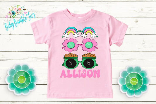 Girls St Patricks Day Shirt - St Patricks Day Kids Shirt - St Patricks Day Personalized Name - St Paddys Day - Toddler Shirt - Clover