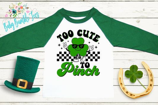 Too Cute To Pinch Shirt - Kids St Patricks Day Shirt - Boys St Patricks Day - Kids St Paddys Day - Toddler Shirt - St Patricks Clover