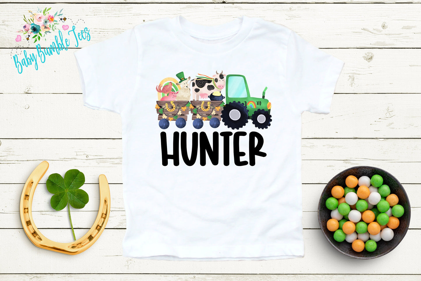 St Patricks Day Tractor Shirt - Boys St Patricks Shirt - Personalized Name - Kids St Patricks Day Shirt - St Patricks Toddler Shirt