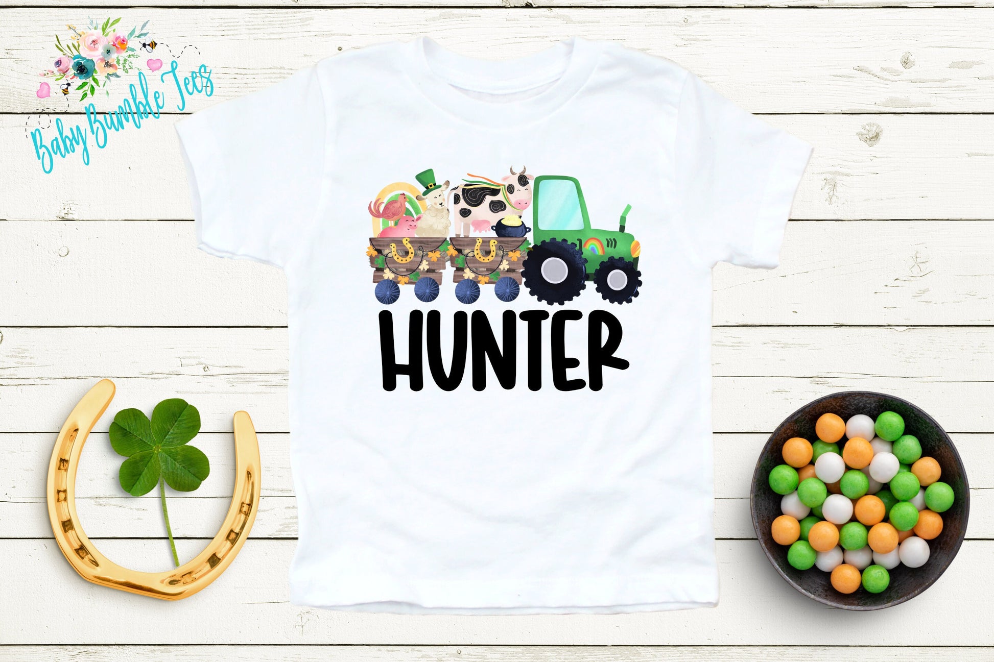 St Patricks Day Tractor Shirt - Boys St Patricks Shirt - Personalized Name - Kids St Patricks Day Shirt - St Patricks Toddler Shirt