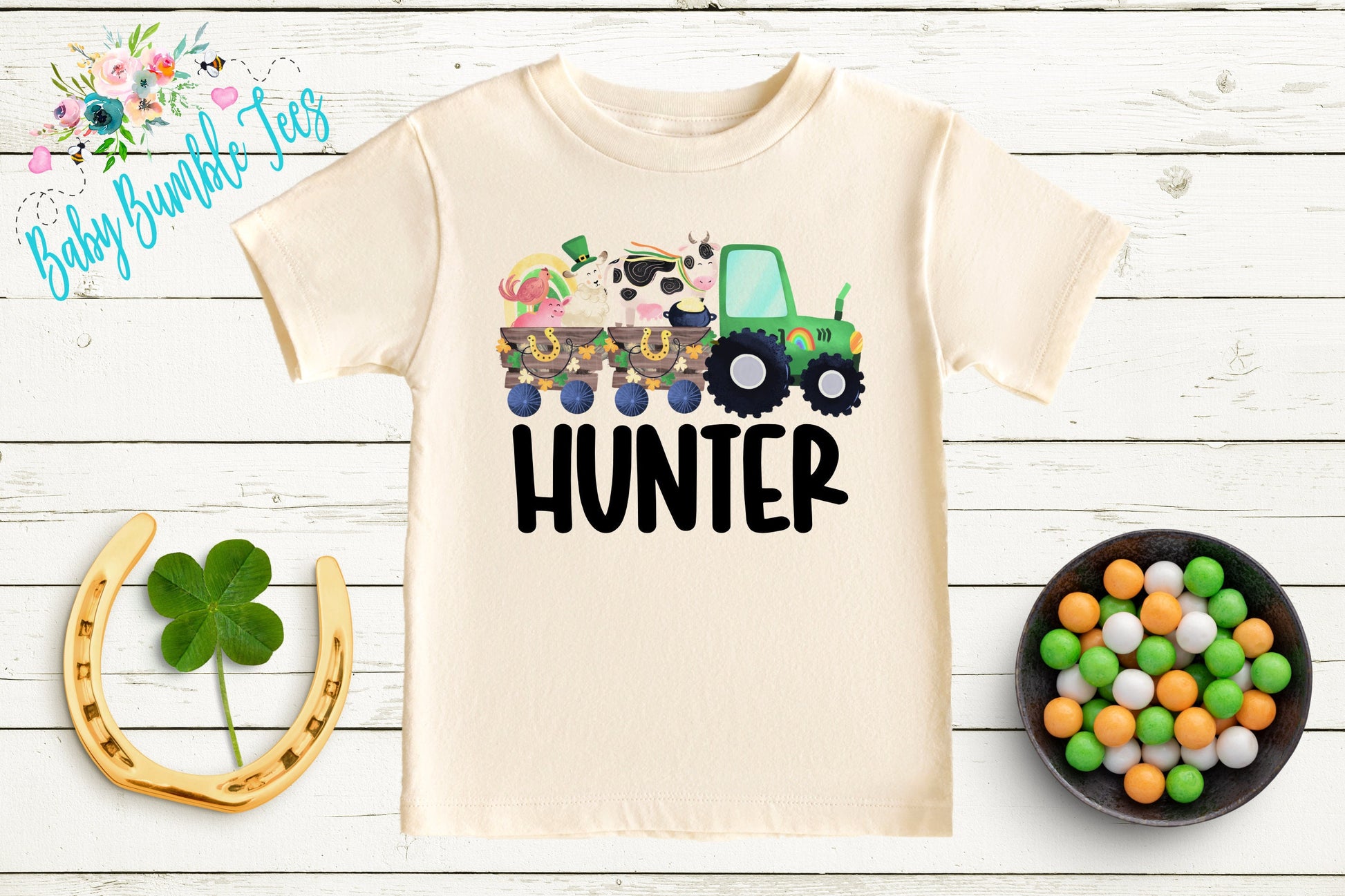 St Patricks Day Tractor Shirt - Boys St Patricks Shirt - Personalized Name - Kids St Patricks Day Shirt - St Patricks Toddler Shirt