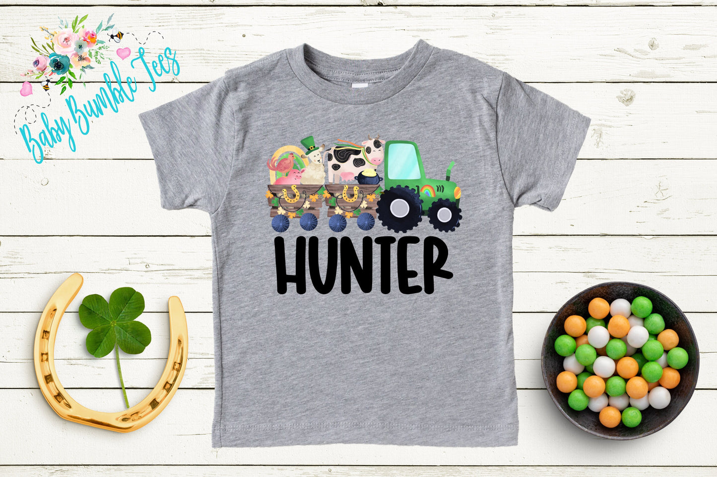 St Patricks Day Tractor Shirt - Boys St Patricks Shirt - Personalized Name - Kids St Patricks Day Shirt - St Patricks Toddler Shirt