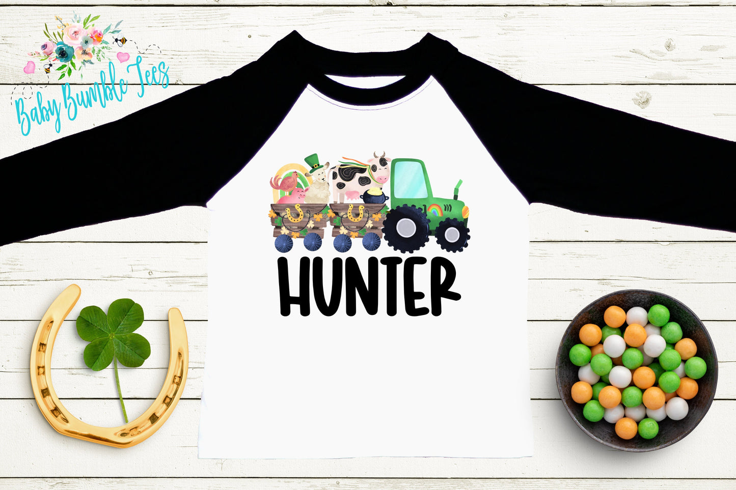 St Patricks Day Tractor Shirt - Boys St Patricks Shirt - Personalized Name - Kids St Patricks Day Shirt - St Patricks Toddler Shirt