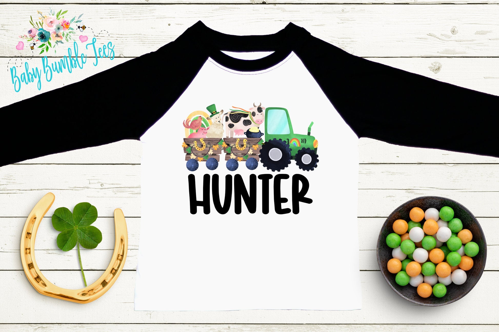 St Patricks Day Tractor Shirt - Boys St Patricks Shirt - Personalized Name - Kids St Patricks Day Shirt - St Patricks Toddler Shirt