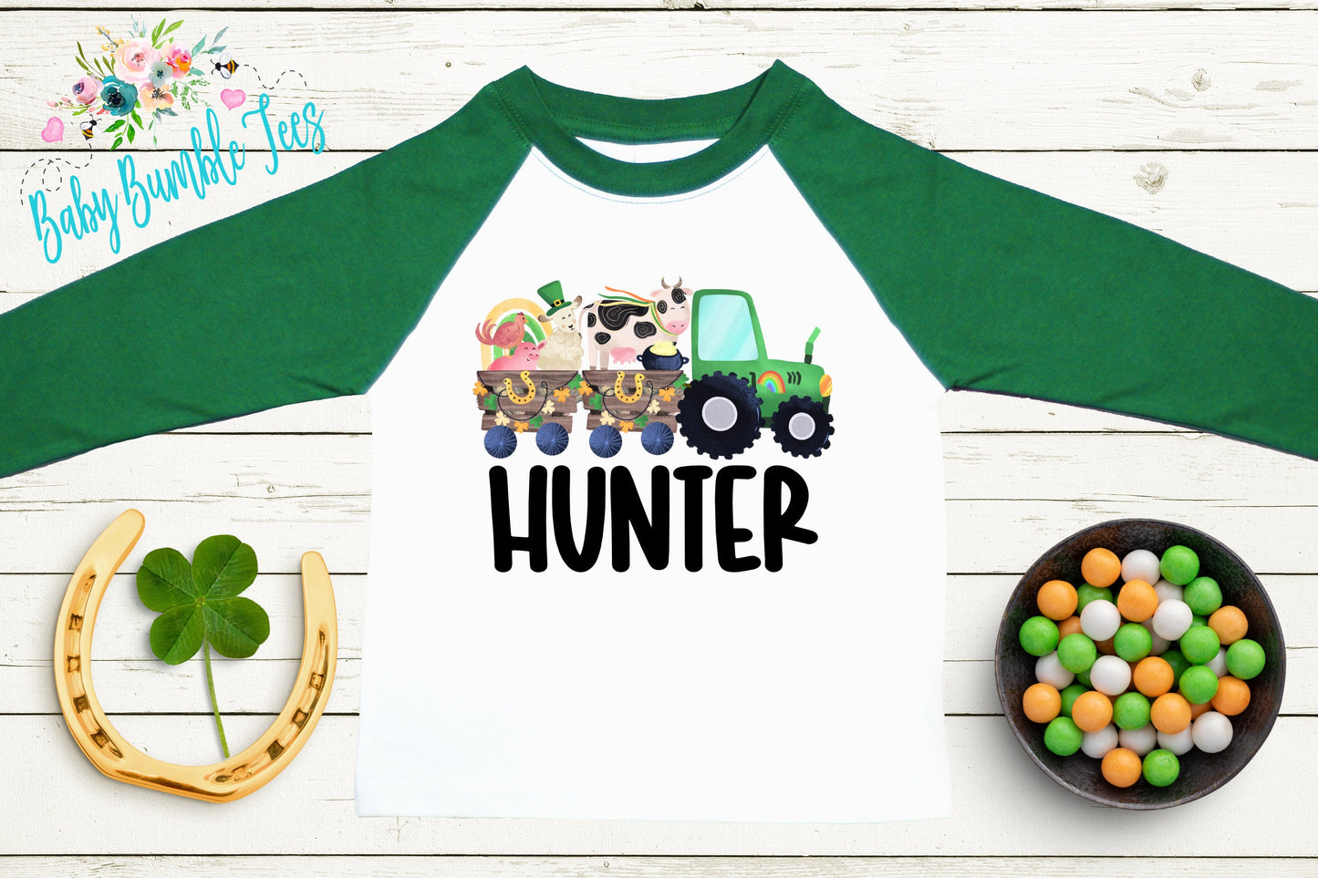 St Patricks Day Tractor Shirt - Boys St Patricks Shirt - Personalized Name - Kids St Patricks Day Shirt - St Patricks Toddler Shirt