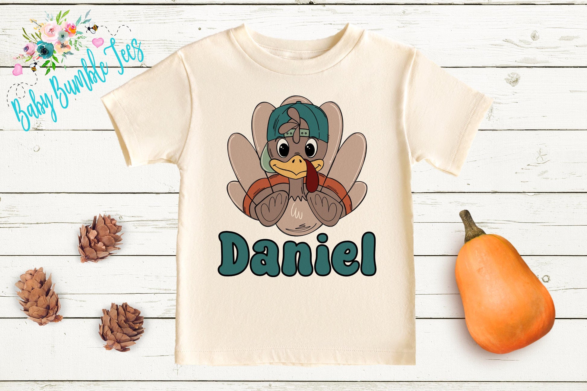 Boys Thanksgiving Shirt, Kids Turkey Name T-shirt, Personalized Tee, Pumpkin Patch Outfit, Toddler Custom Name Shirt, Retro Kids Fall Shirt